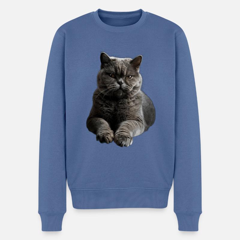 British Shorthair - Männer Premium Bio Pullover - Taubenblau