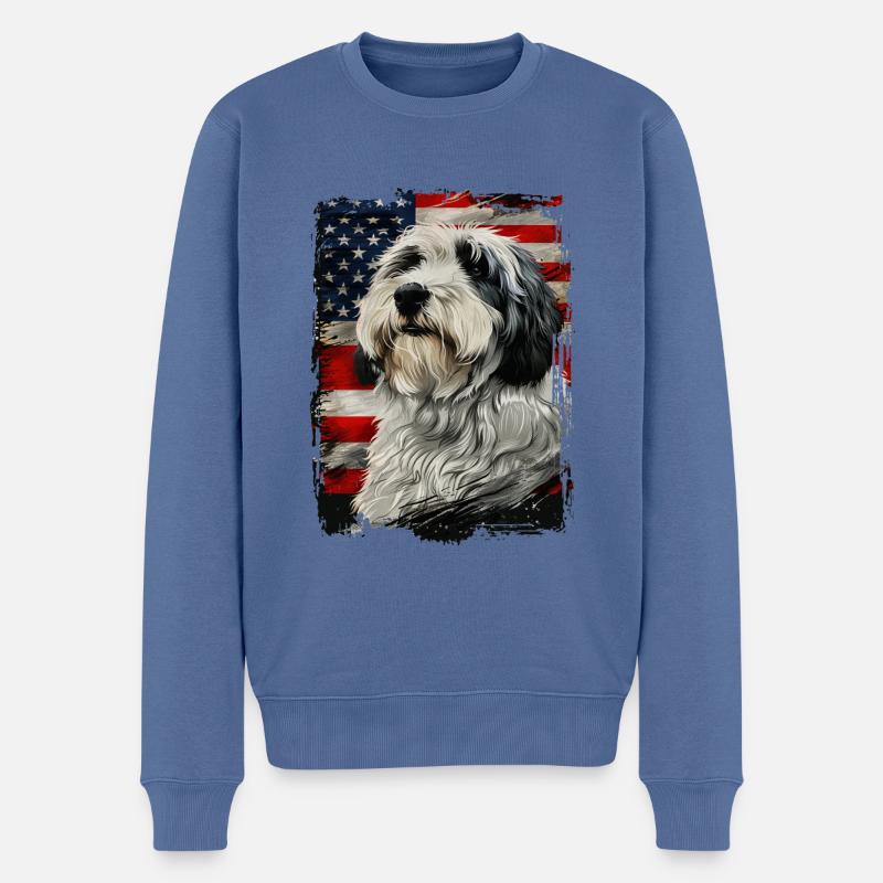 Drapeau américain Bobtail - Pull Premium bio Homme - bleu pigeon