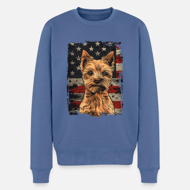 Norwich Terrier Amerika Usa - Männer Premium Bio Pullover - Taubenblau