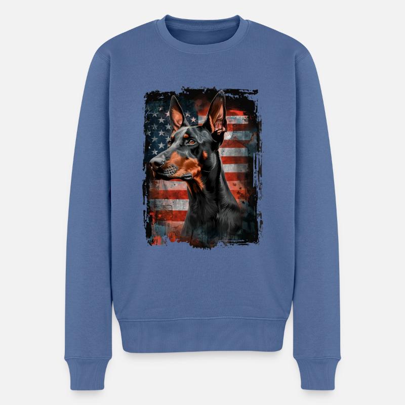 Dobermann Pinscher Amerika Usa - Männer Premium Bio Pullover - Taubenblau