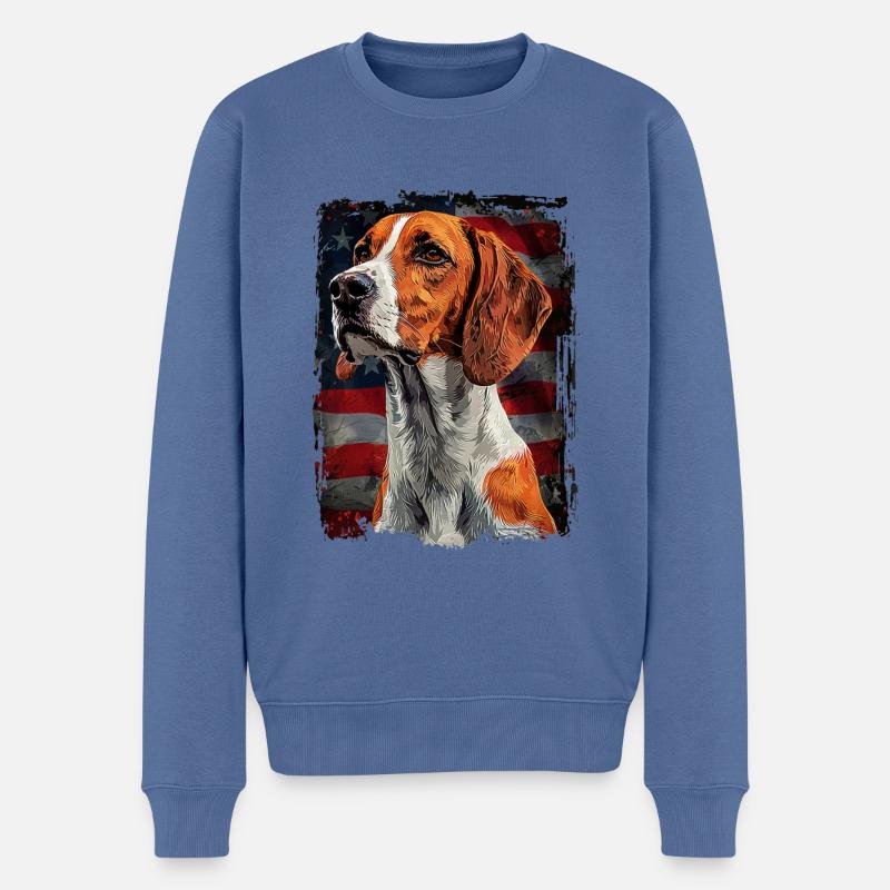 Englischer Foxhound, Amerika Usa - Männer Premium Bio Pullover - Taubenblau