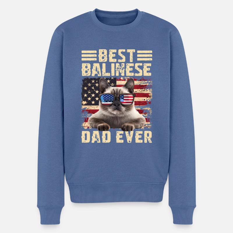 Papa balinais - Pull Premium bio Homme - bleu pigeon