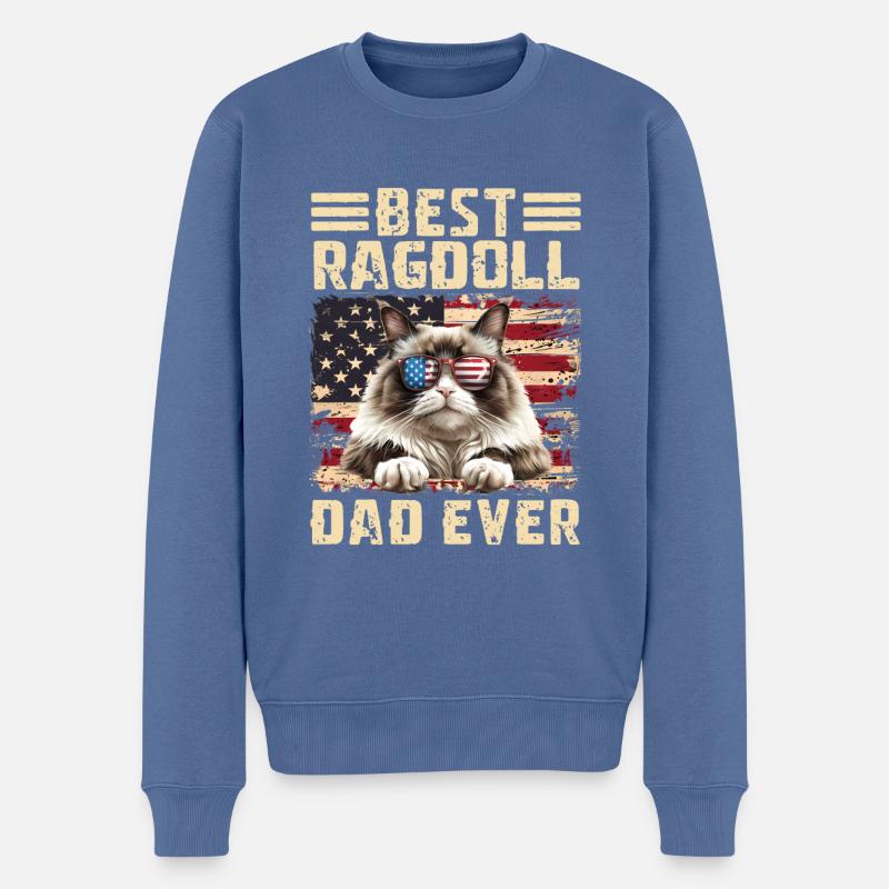 Ragdoll Papa - Männer Premium Bio Pullover - Taubenblau