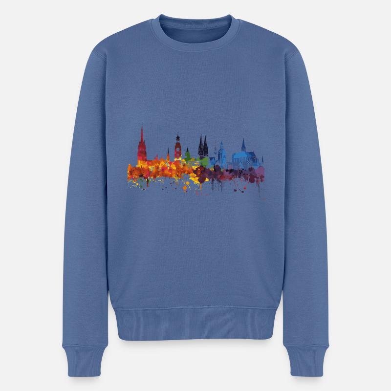 Lohne (Oldenburg) - Männer Premium Bio Pullover - Taubenblau