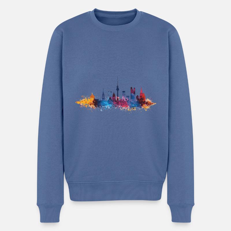 Netphen - Männer Premium Bio Pullover - Taubenblau