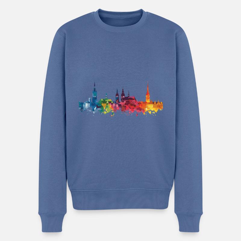 Neumünster - Männer Premium Bio Pullover - Taubenblau