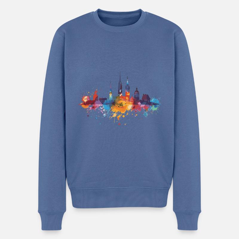 Rathenow - Männer Premium Bio Pullover - Taubenblau