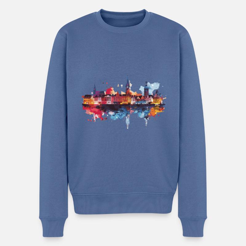 Sankt Augustin - Männer Premium Bio Pullover - Taubenblau