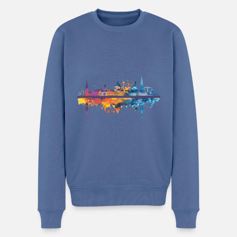 Stralsund - Männer Premium Bio Pullover - Taubenblau