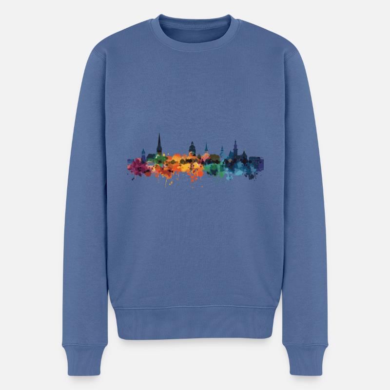 Uelzen - Männer Premium Bio Pullover - Taubenblau