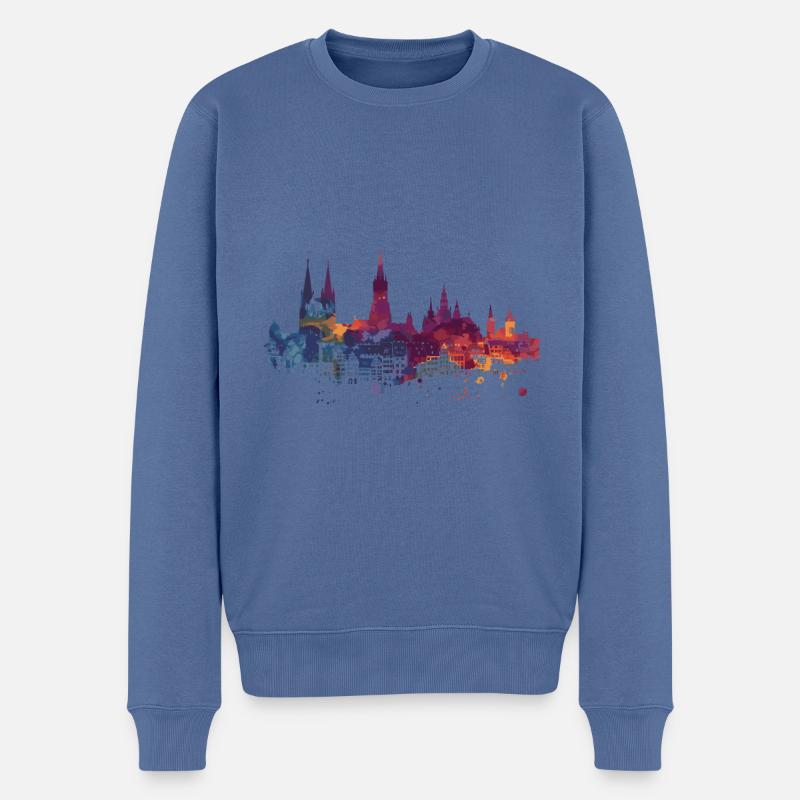 Ulm - Männer Premium Bio Pullover - Taubenblau