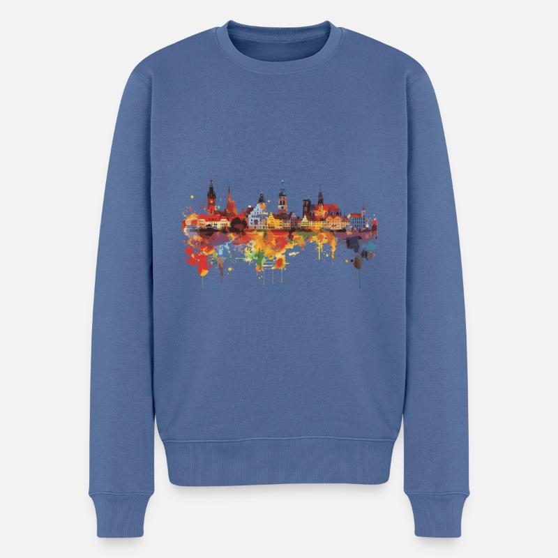 Werdau - Männer Premium Bio Pullover - Taubenblau