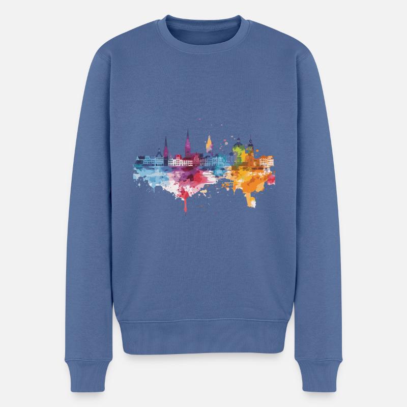 Wismar - Männer Premium Bio Pullover - Taubenblau