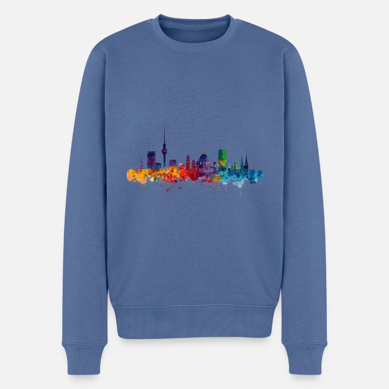 Bottrop - Männer Premium Bio Pullover - Taubenblau