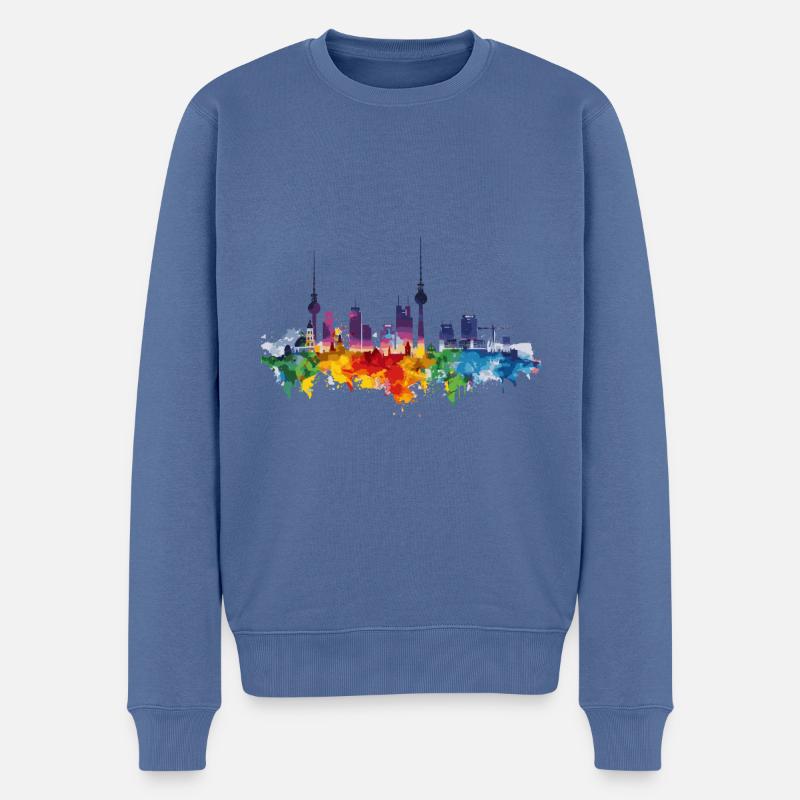 Bruchköbel - Männer Premium Bio Pullover - Taubenblau