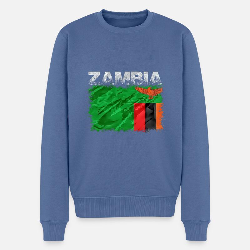 Sambia - Männer Premium Bio Pullover - Taubenblau