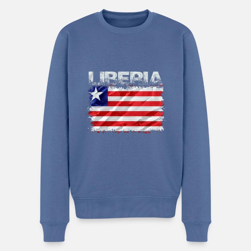 Liberia - Männer Premium Bio Pullover - Taubenblau