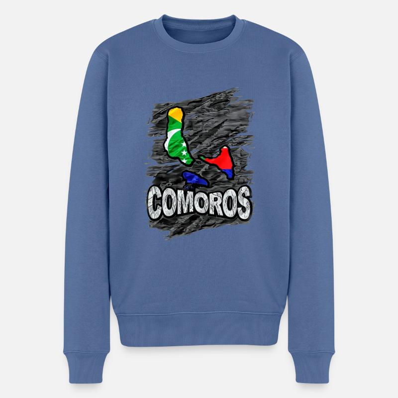 Comores - Pull Premium bio Homme - bleu pigeon