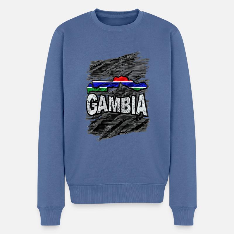 Gambia - Männer Premium Bio Pullover - Taubenblau