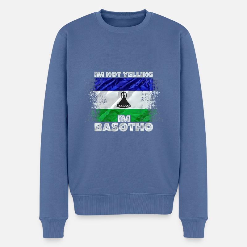 Lesotho - Männer Premium Bio Pullover - Taubenblau