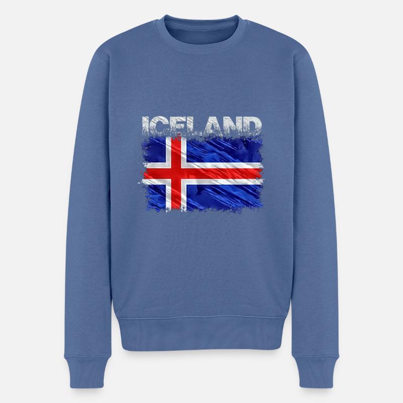 Islande - Pull Premium bio Homme - bleu pigeon