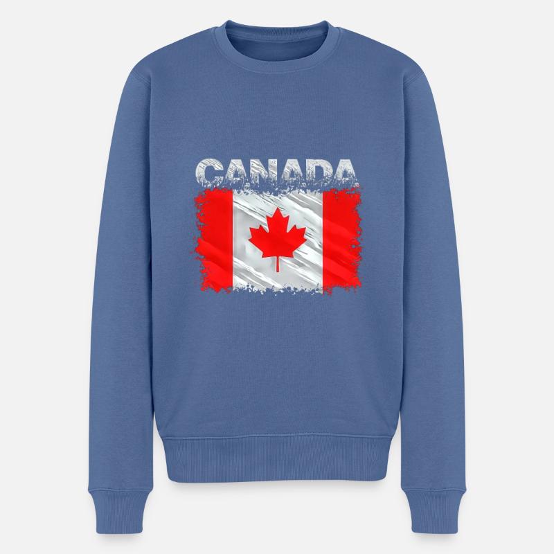 Kanada - Männer Premium Bio Pullover - Taubenblau