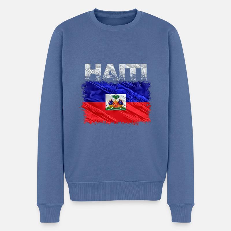 Haiti - Männer Premium Bio Pullover - Taubenblau