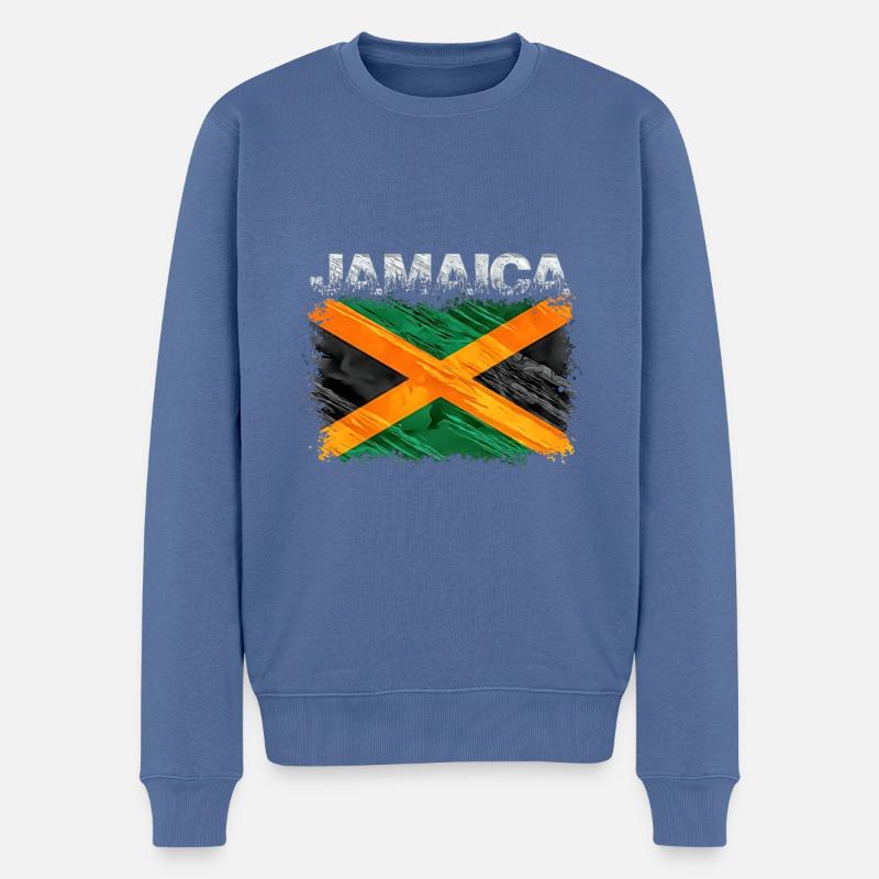 Jamaika - Männer Premium Bio Pullover - Taubenblau