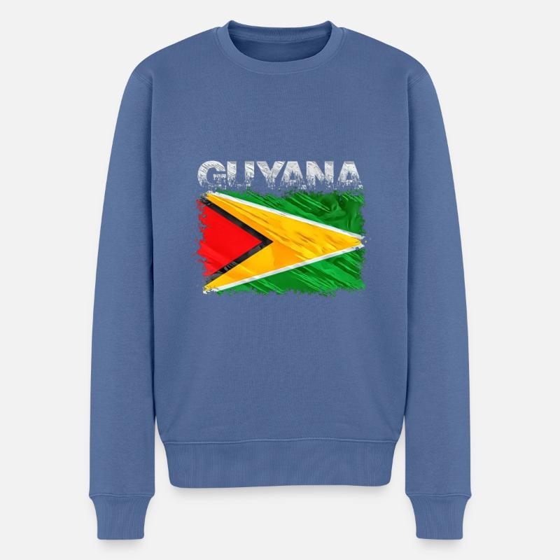 Guyana - Männer Premium Bio Pullover - Taubenblau