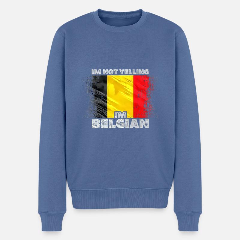 Belgien - Männer Premium Bio Pullover - Taubenblau