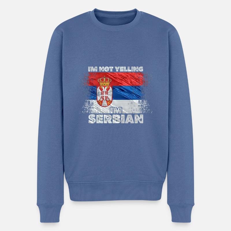 Serbie - Pull Premium bio Homme - bleu pigeon