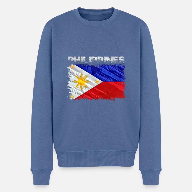 Philippines - Pull Premium bio Homme - bleu pigeon