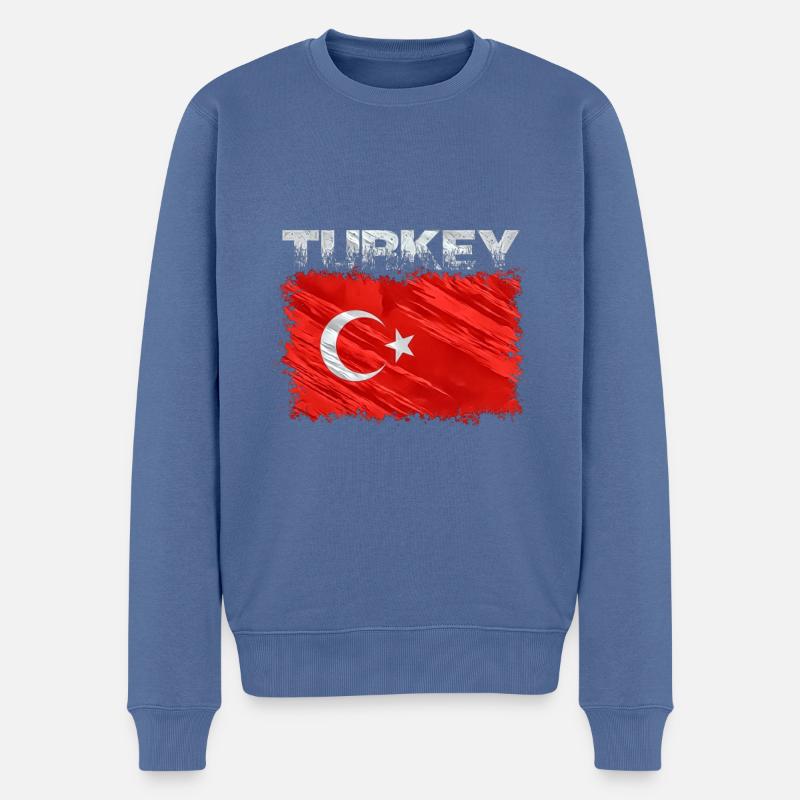 Türkei - Männer Premium Bio Pullover - Taubenblau