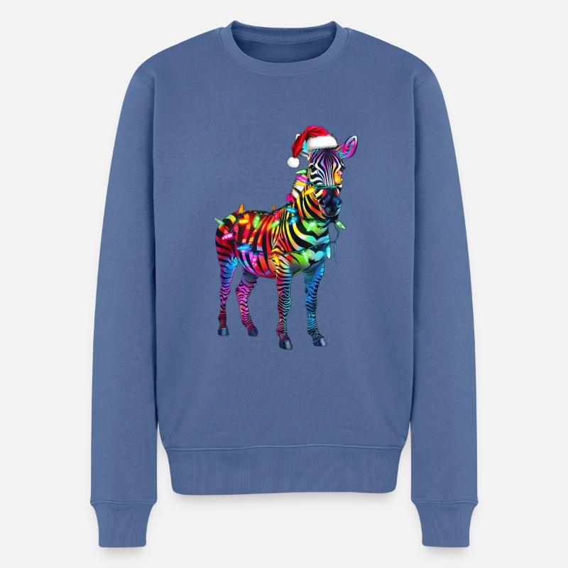 Noël zèbre - Pull Premium bio Homme - bleu pigeon