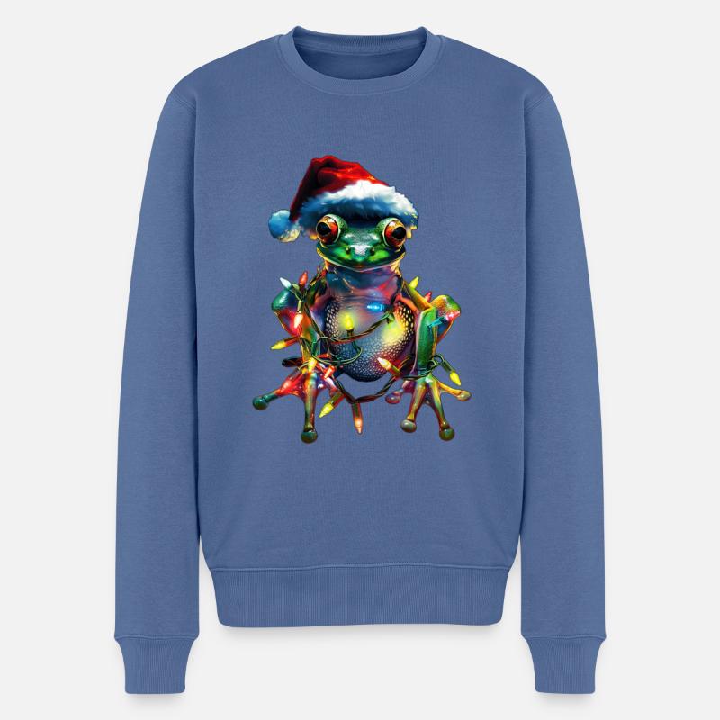 Grenouille Noël - Pull Premium bio Homme - bleu pigeon