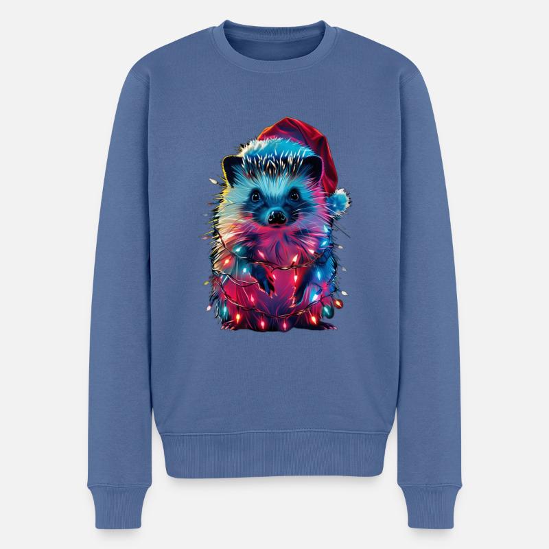 Igel Weihnachten - Männer Premium Bio Pullover - Taubenblau
