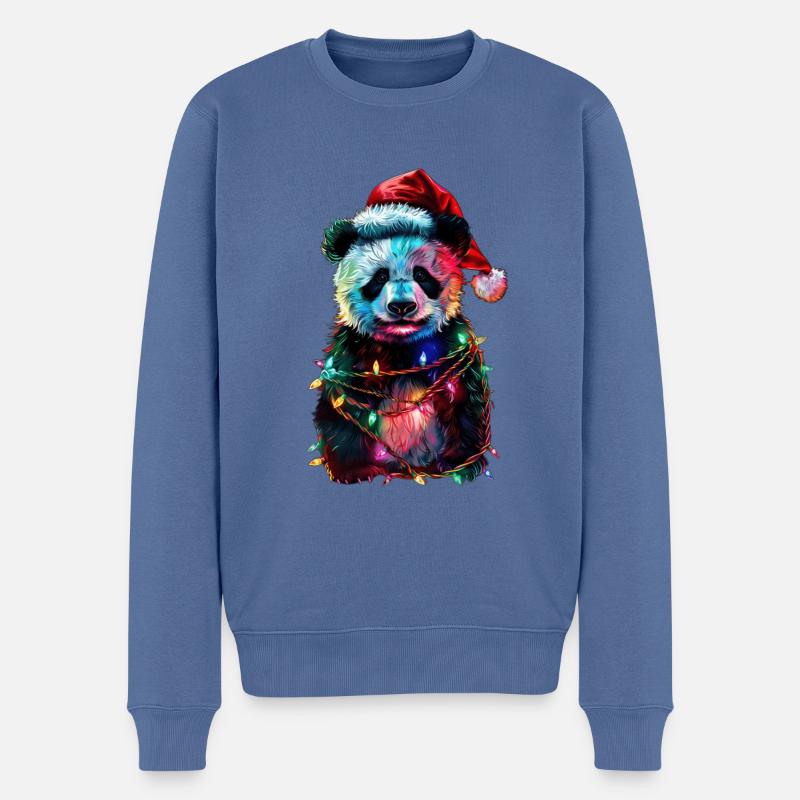 Panda Weihnachten - Männer Premium Bio Pullover - Taubenblau