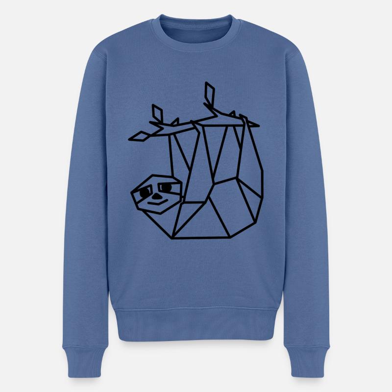 Faultier Geometrisch Lustig - Männer Premium Bio Pullover - Taubenblau