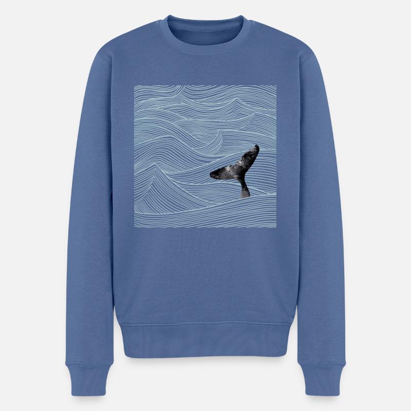 Ocean Wale - Männer Premium Bio Pullover - Taubenblau