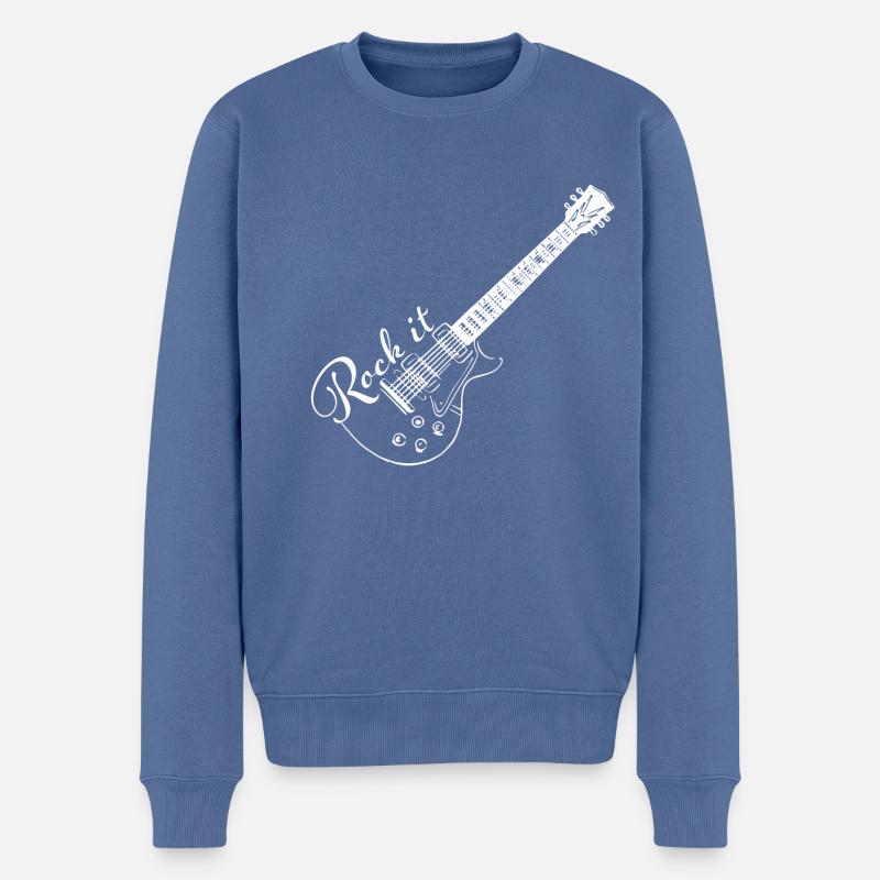 Guitare e-guitare - Rock it guitar - Pull Premium bio Homme - bleu pigeon