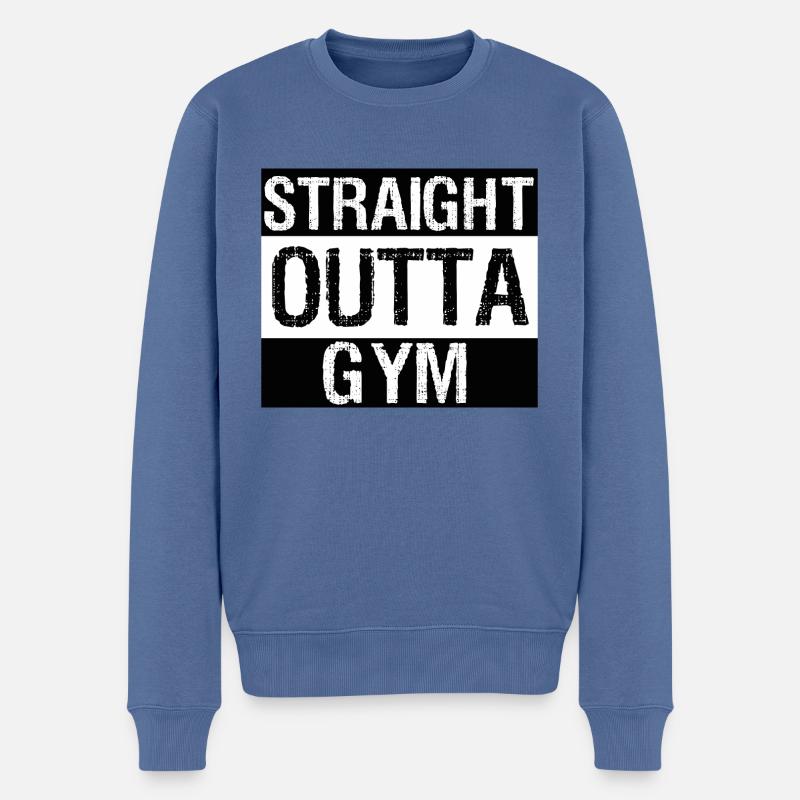 straight outta gym - Pull Premium bio Homme - bleu pigeon