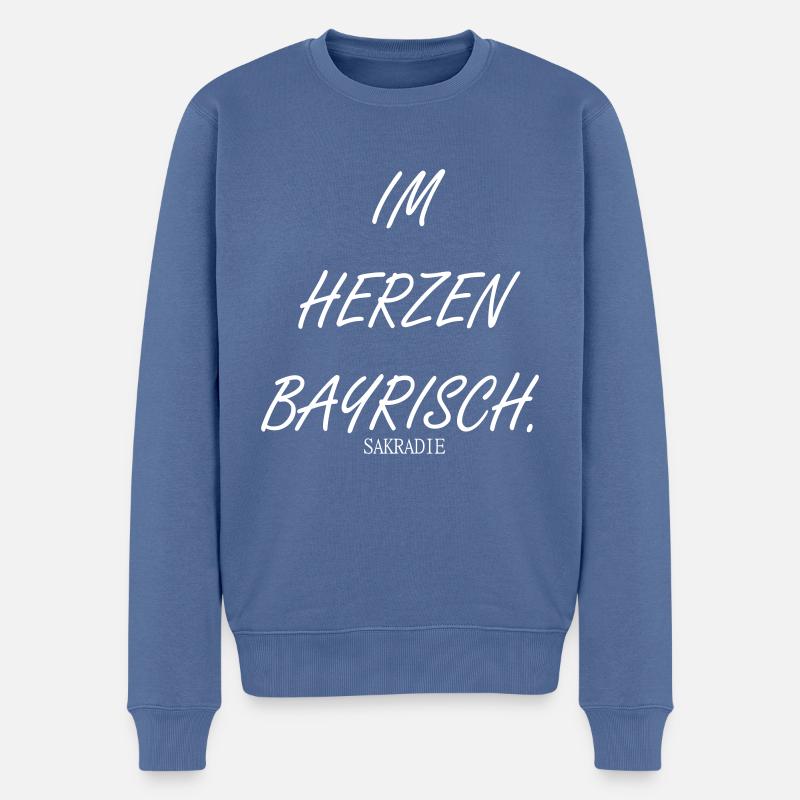 #ImHerzenBayrisch Buam - Männer Premium Bio Pullover - Taubenblau
