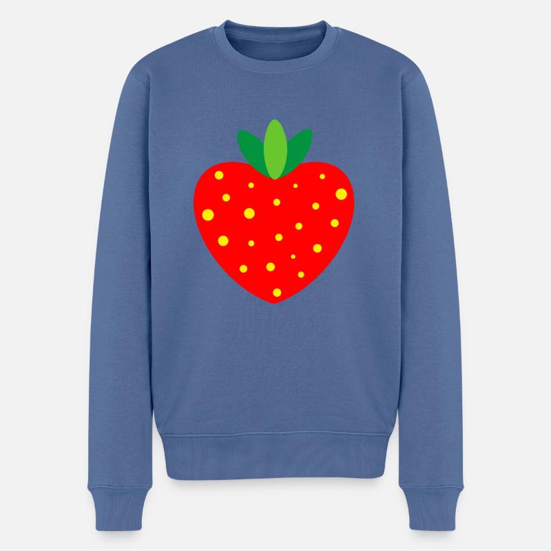 erdbeere - strawberry - Männer Premium Bio Pullover - Taubenblau