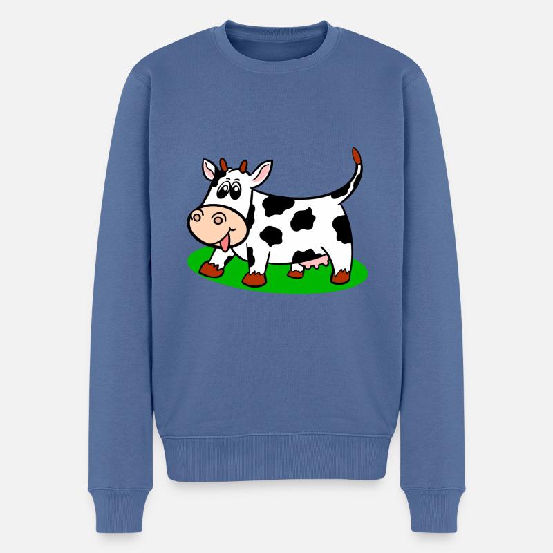 Vache - Pull Premium bio Homme - bleu pigeon