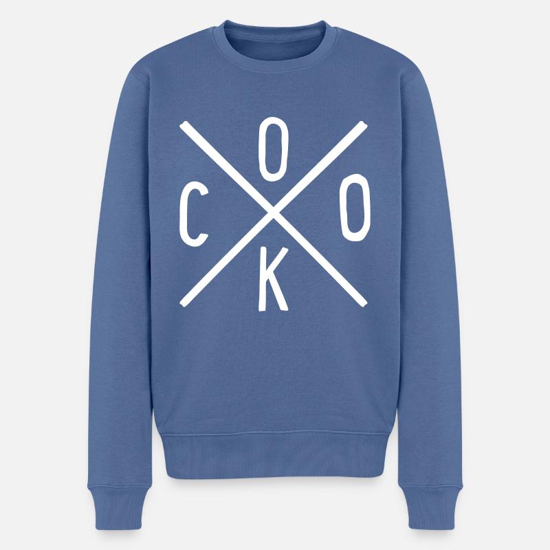 Koch - Männer Premium Bio Pullover - Taubenblau