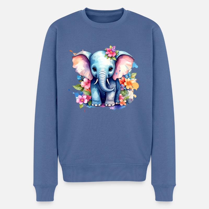 Elefant,Graffiti, bunt, Malerei,blumen - Männer Premium Bio Pullover - Taubenblau