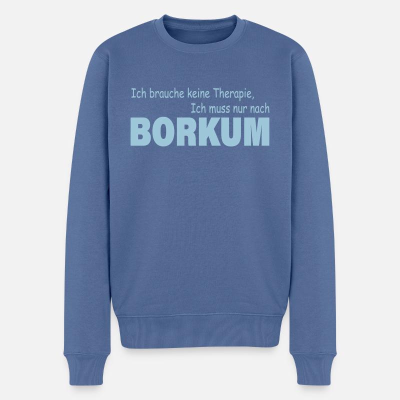 Thérapie BORKUM - Pull Premium bio Homme - bleu pigeon