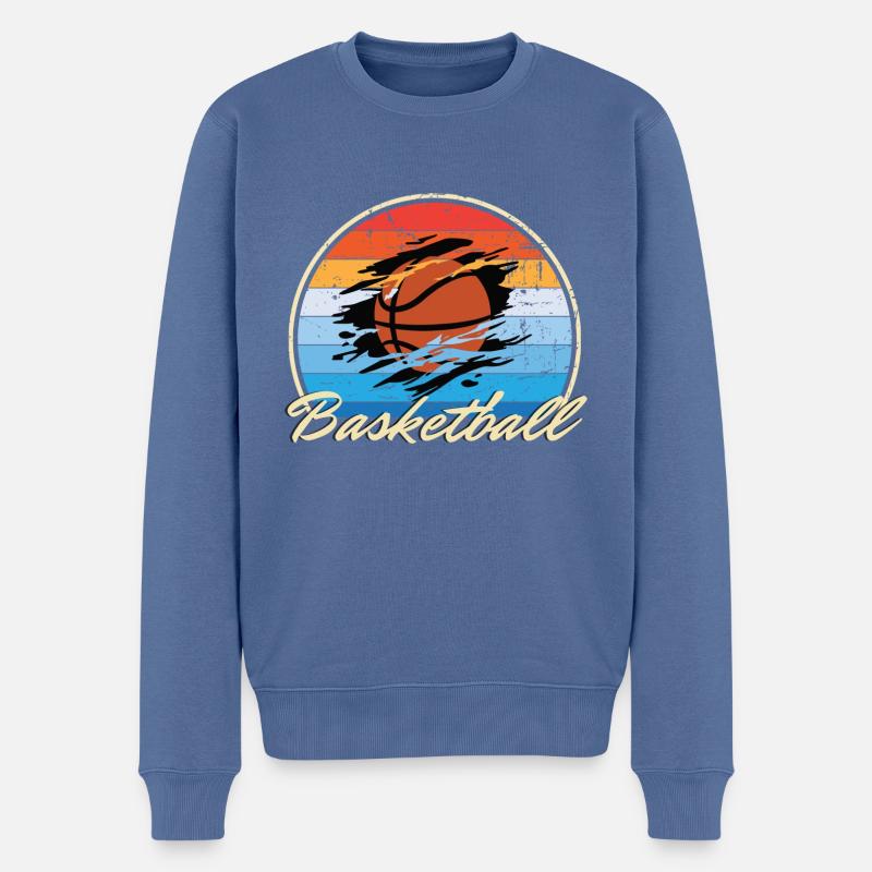 Basketball playing Basket ball vintage Geschenk - Männer Premium Bio Pullover - Taubenblau