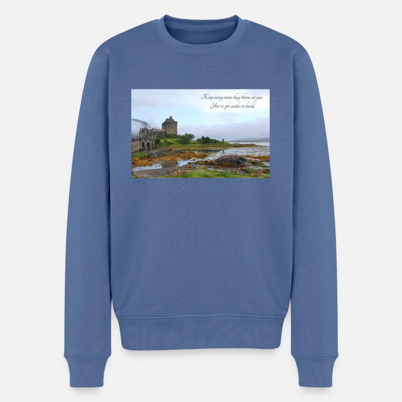 Château Eilean Donan - Pull Premium bio Homme - bleu pigeon
