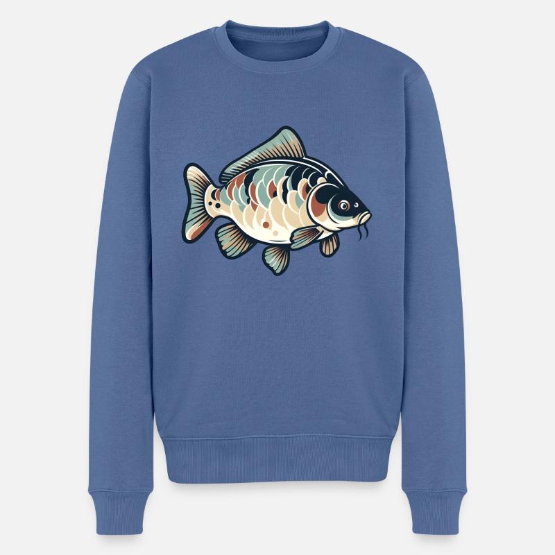 Karpfen Angeln Fisch - Männer Premium Bio Pullover - Taubenblau